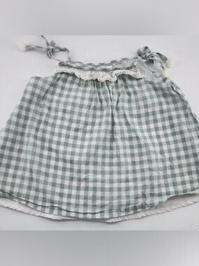 Tommy Bahama Sage Green & White Gingham Tie-Strap Top